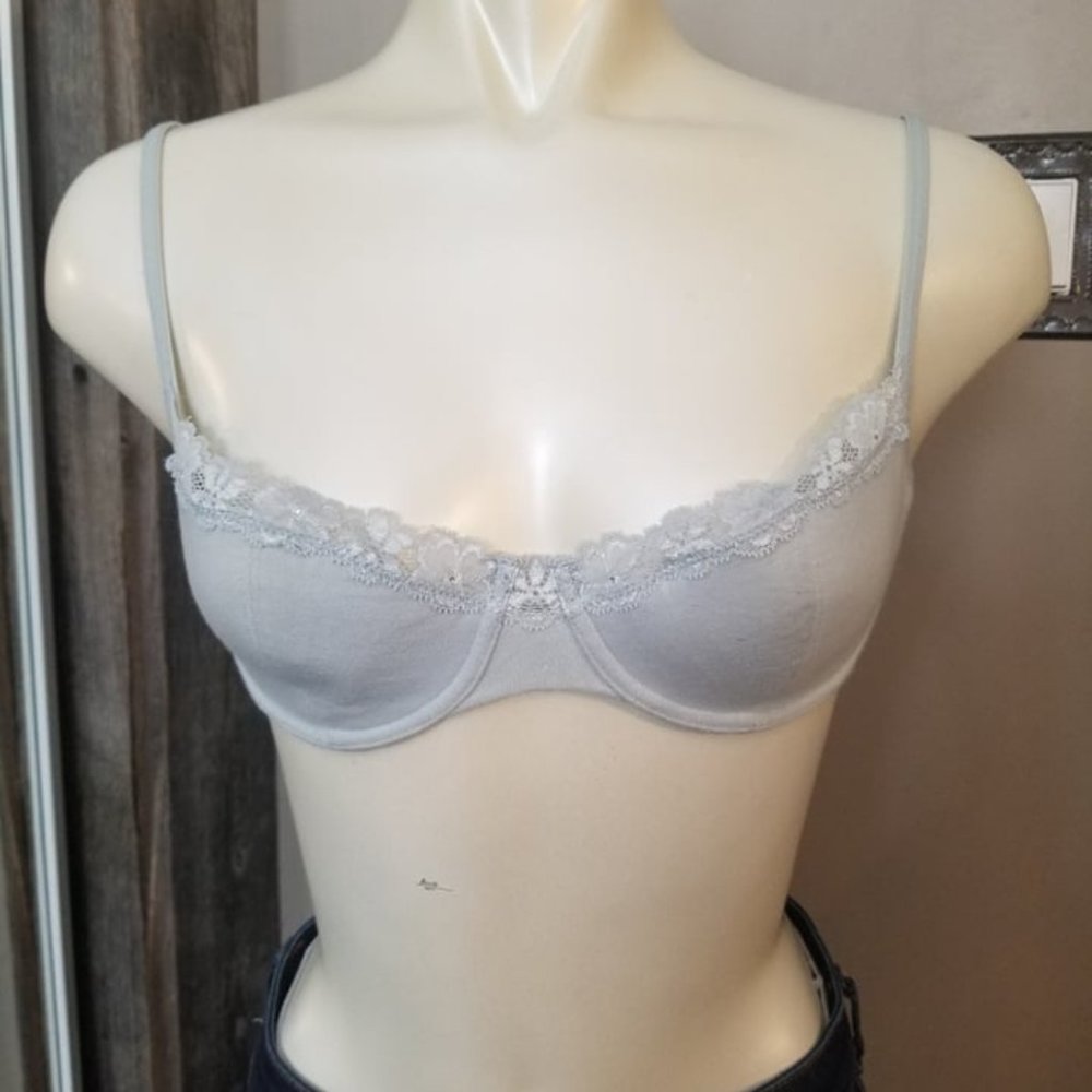 Powder Blue Lace and Rhinestone Push Up Bra With Underwire From La Senza